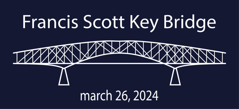 Francis Scott Key Bridge. March 26, 2024. Simple vector illustration