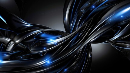 Luxurious and minimalist black and blue abstract art, featuring sleek shadows, light effects, and elegant geometric patterns.