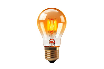 Fototapeta premium Illuminating Innovation: Yellow Light Bulb on White Background. On a White or Clear Surface PNG Transparent Background.