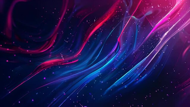 Abstract background with wavy lines and glowing stars. Vector illustration.