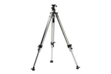 The Perfect Capture: Tripod Supporting Camera. On a White or Clear Surface PNG Transparent Background.