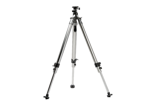 The Perfect Capture: Tripod Supporting Camera. On a White or Clear Surface PNG Transparent Background.