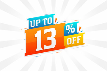 Sale of advertising campaign up to 13 Percent off promotional design.