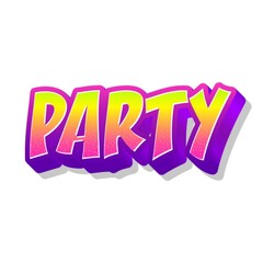 3D Party text on white background