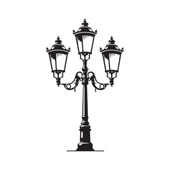 Fototapeta na wymiar Vector Silhouette of Street Lamp: Urban Lighting Element in Simplified Form, street lamp vector stock.
