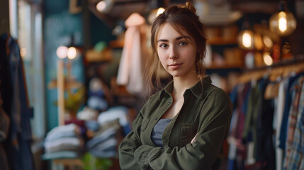 Fototapeta premium Stylish young woman, owner of fashion business.