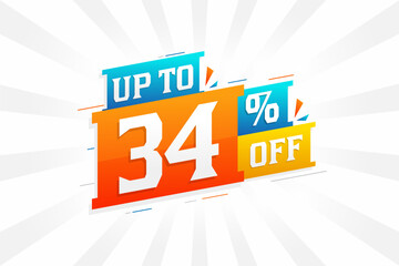 Sale of advertising campaign up to 34 Percent off promotional design.