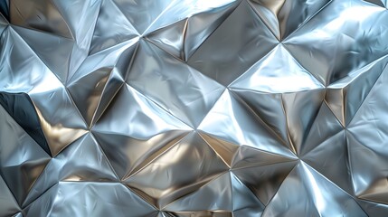 Abstract Silver Polygonal Surface Texture: Futuristic Geometric Wall Art