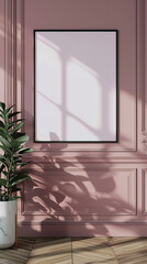 Frame mockup, pastel Living room wall poster mockup. Interior mockup with dark pastel house background