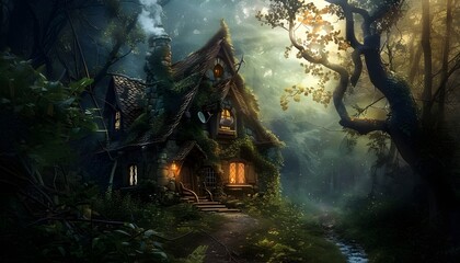 Fototapeta na wymiar Fantasy house in a wood