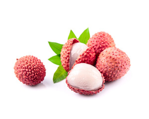 Lychee exotic fruits on white backgrounds