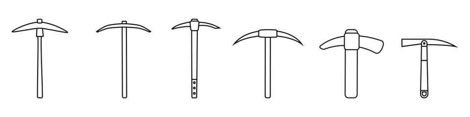Pick icon vector set. Pick axe illustration sign collection. Extraction symbol.  Mine logo.