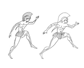 Set of silhouette athletes of the Olympic Games of ancient Greece. Vector