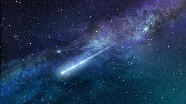 shooting star in starry sky space galaxy