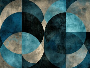 Sleek, modern abstract art in black and blue features dynamic texture, elegant geometry, and luxurious essence.