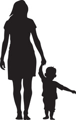 Default Flat design mother and son silhouette illustration