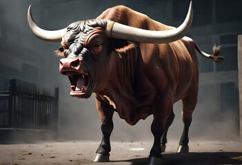 an enraged bull having a tantrum