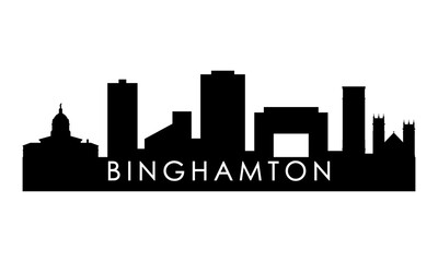 Binghamton skyline silhouette. Black Binghamton city design isolated on white background.  - 767814707