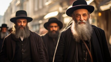 Jewish men in the street. Old testament. Biblical Scene