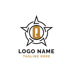 Letter Q Star Logo Design. Alphabet Q Logo with Star