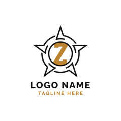 Letter Z Star Logo Design. Alphabet Z Logo with Star