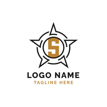 Letter S Star Logo Design. Alphabet S Logo with Star