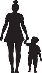 Default Flat design mother and son silhouette illustration