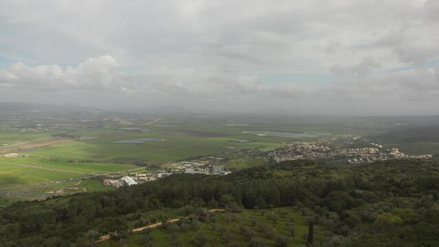 View of the valley from Mount Carmel in Israel, time lapse
