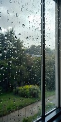 Naklejka premium close up photo of window with rain drops