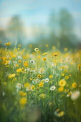 Fototapeta premium Serene Spring Meadow with Blooming Daisies
