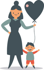 Default Flat design mother and son silhouette illustration