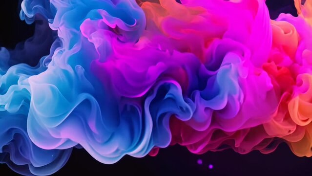 Colorful smoke isolated on black background. Abstract background for design, multicolored smoke, AI Generated