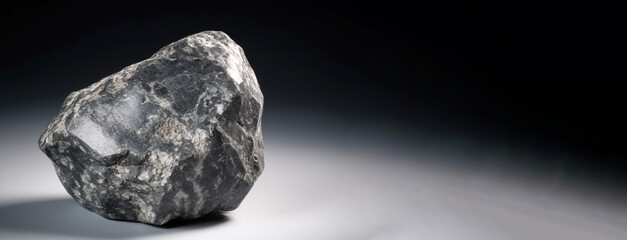 Naklejka premium Empressite is a rare precious natural stone on a black background. AI generated. Header banner mockup with space.