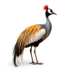 Photo of crowned crane isolated on white background