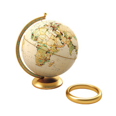 illustration of globe and ring on white 