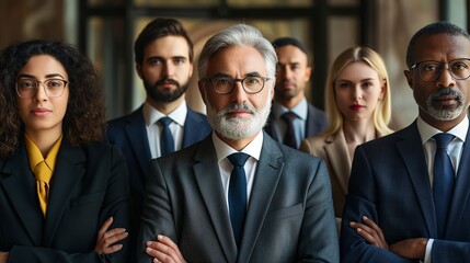 staff members standing in hallway photo shooting for corporate album