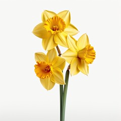 Photo of daffodils flowers isolated on white background