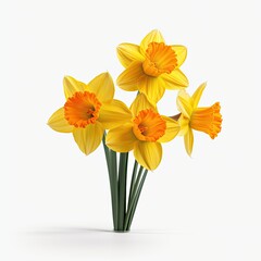 Naklejka na ściany i meble Photo of daffodils flowers isolated on white background