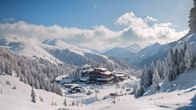 Winter in the swiss alps Braunwald, Switzerland, ski resort in winter, AI Generated