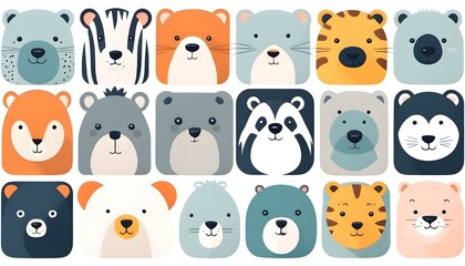 Cartoon drawn animals from the country of Africa