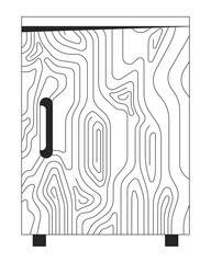 Wooden office cabinet 2D linear cartoon object. Home interior detail. Closed nightstand isolated vector outline item. Minimalist style furniture monochromatic flat spot illustration