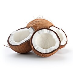 Photo of coconut pieces isolated on white background