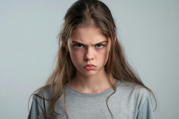 Young Woman Feeling Angry, Tension in Casual Clothing - obrazy, fototapety, plakaty