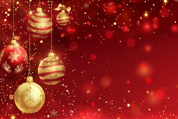 Fototapeta na wymiar Gold Christmas card Vector Illustration with red background Christmas greeting card illustration December xmas celebrate