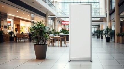 mockup poster stand in an shopping