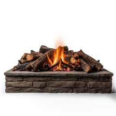 Photo of fireplace isolated on white background