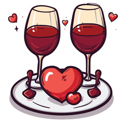 Fototapeta na wymiar Romantic dinner icon design valentines day and hear