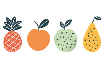  A vibrant medley of fruits, each with distinct patterns