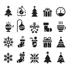 Christmas Vector Silhouette sets: Festive and Joyful Holiday Symbol Collection- Christmas sets of vectors stock.