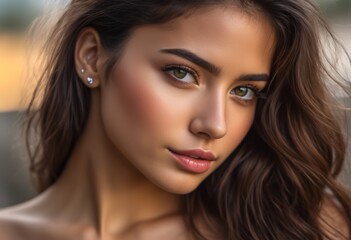 Fototapeta premium A Portrait Of Breathtakingly Gorgeous, Exotic, Beautiful Woman. 